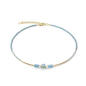 Cube Story Minimalistic necklace gold-turquoise