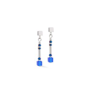 Cube Story Minimalistic Sparkling earrings blue