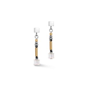 Cube Story Minimalistic Sparkling earrings grey gold