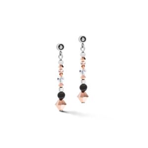 Earrings Amulet small Crystals & striped  onyx grey-crystal