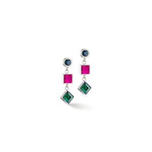Earrings Brilliant Square Trilogy interchangeable Pendant multicolour winter