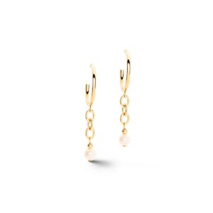 Earrings Creole Y Navette Freshwater Pearls gold