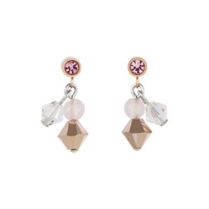 Earrings Crystals & rose quartz light rose