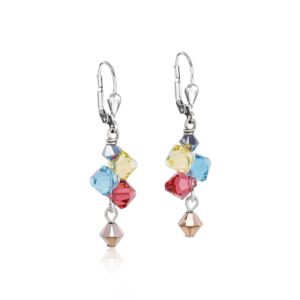 Earrings Crystals & stainless steel multicolour pastel 1