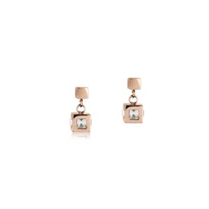 Earrings cube stainlees steel rose gold & crystal