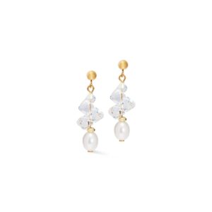 Earrings Dancing Crystals & Pearls gold
