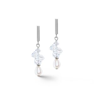 Earrings Dancing Crystals & Pearls silver