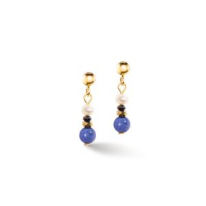 Earrings Flow Freshwater Pearls & Sodalite gold