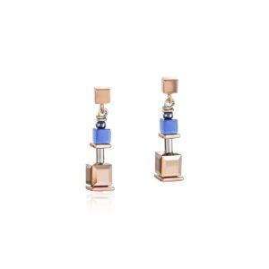 Earrings GeoCUBE® blue-rose gold