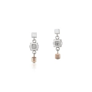 Earrings GeoCUBE® cluster silver-rose gold