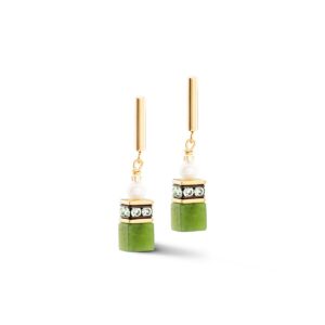 Earrings GeoCUBE® Fusion Precious Pearl Mix gold-green