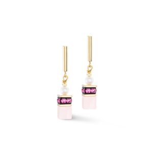 Earrings GeoCUBE® Fusion Precious Pearl Mix gold-pink