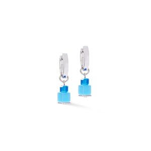 Earrings Hoop Cube Fusion Charm Silver-Ocean