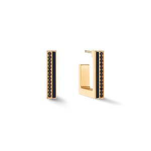 Earrings Hoops Square Stripes 20 gold-black