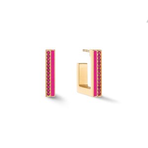 Earrings Hoops Square Stripes 20 gold-pink