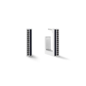 Earrings Hoops Square Stripes 20 silver-black