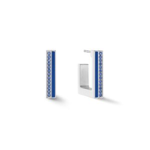 Earrings Hoops Square Stripes 20 silver-blue