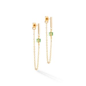 Earrings Mini Cubes & Chain gold-green