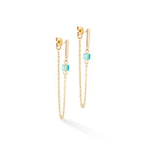 Earrings Mini Cubes & Chain gold-multicolour