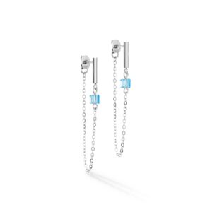 Earrings Mini Cubes & Chain silver-blue