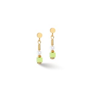 Earrings Mini Cubes & Pearls Mix gold-rainbow