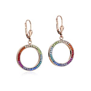 Earrings Ring Crystals pavé & stainless steel rose gold & multicolour