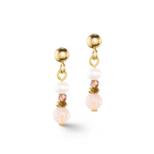 Earrings Romantic Freshwater Pearls & Rose Quartz gold