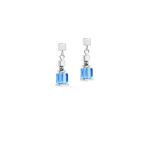 Earrings Sparkling Cubes Fusion Chain silver-blue