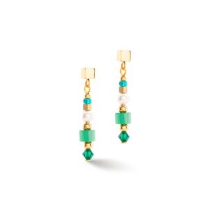 Earrings Square Stripes gold-green