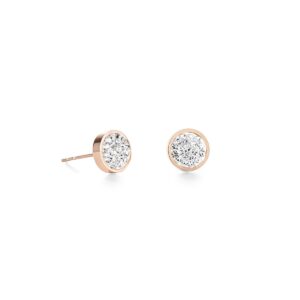 Earrings stainless steel rose gold & crystals pavé crystal