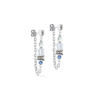 Earrings Sunray Cube Bohème silver-white