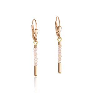 Earrings Waterfall stainless steel rose gold & glass nude