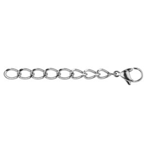 Extension chain with clasp stainless steel silver
