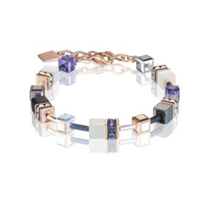 GeoCUBE® Bracelet rose gold, white & purple