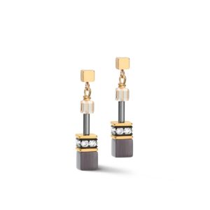 GEOCUBE® Earrings grey-gold
