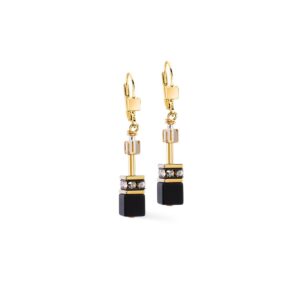 GeoCUBE® earrings onyx black-gold