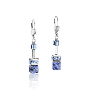 GeoCUBE® Earrings  sodalite & haematite blue