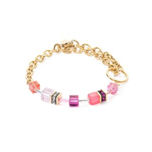 GeoCUBE® Iconic Chain bracelet gold-magenta