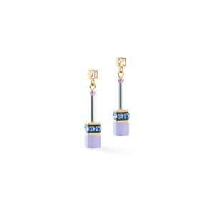 GeoCUBE® Iconic Chain earrings Mystic Orchid gold