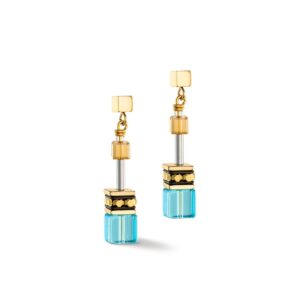 GeoCUBE® Iconic earrings gold turquoise