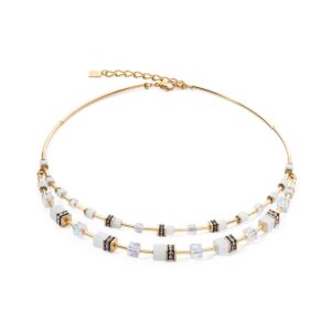 GeoCUBE® Iconic Layer necklace gold-white