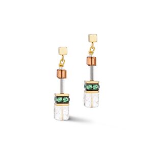 GeoCUBE® Iconic Nature earrings brown-white