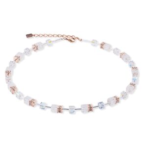 GeoCUBE® Iconic Nature necklace rosegold white