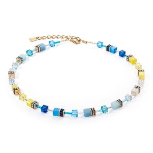 GeoCUBE® Iconic necklace turquoise-yellow