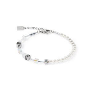 GeoCUBE® Mini Fusion Pearls Bracelet silver-white