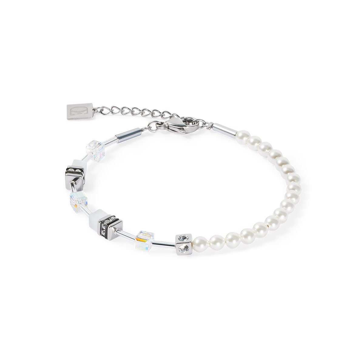 GeoCUBE® Mini Fusion Pearls Bracelet silver-white