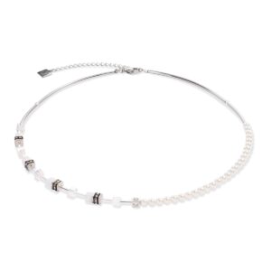 GeoCUBE® Mini Fusion Pearls Necklace silver-white