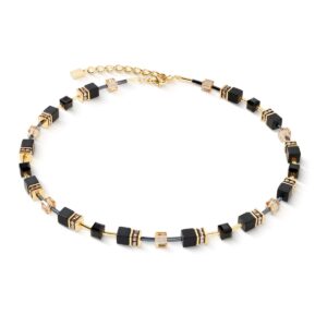 GeoCUBE® necklace Onyx black-gold