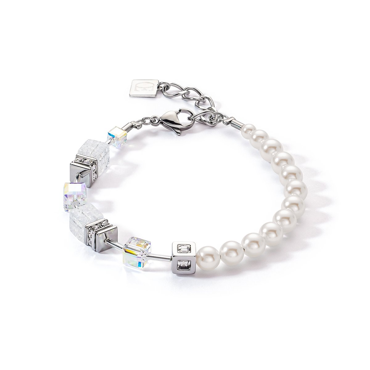 GeoCUBE® Precious Fusion Pearls bracelet white