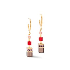 GeoCUBE® Precious statement earrings gold-red